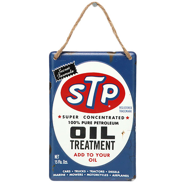 ハンギング エンボス メタルサイン STP OIL TREATMENT【ブリキ看板】