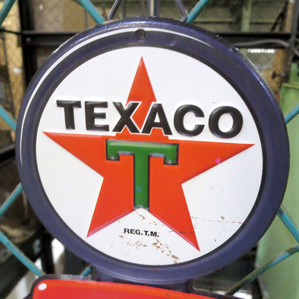 ダイカット エンボスメタルサイン TEXACO GAS PUMP w/THERMOMETER【テキサコ 温度計】