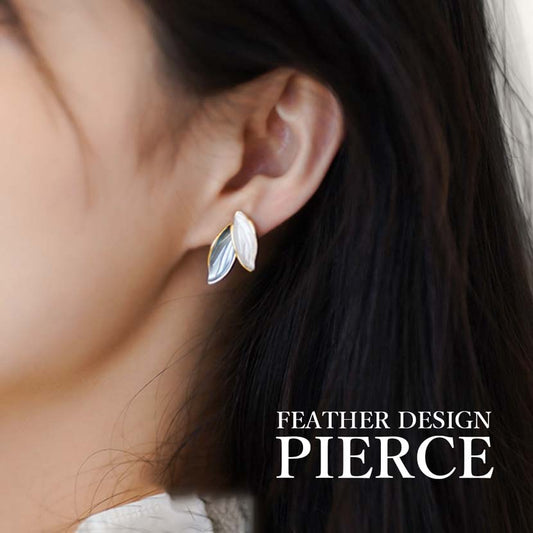 Feather Design Earrings Binaural Set Gold Color Feather Earrings Women's Accessories Simple