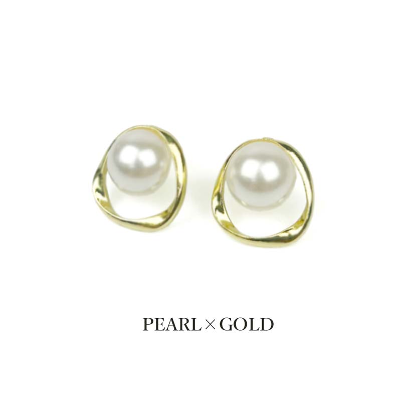 Pearl Gold Design Earrings Binaural Set Gold Color Large Earrings Women's Accessories