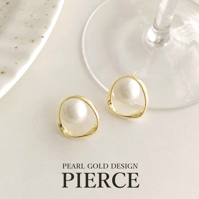 Pearl Gold Design Earrings Binaural Set Gold Color Large Earrings Women's Accessories