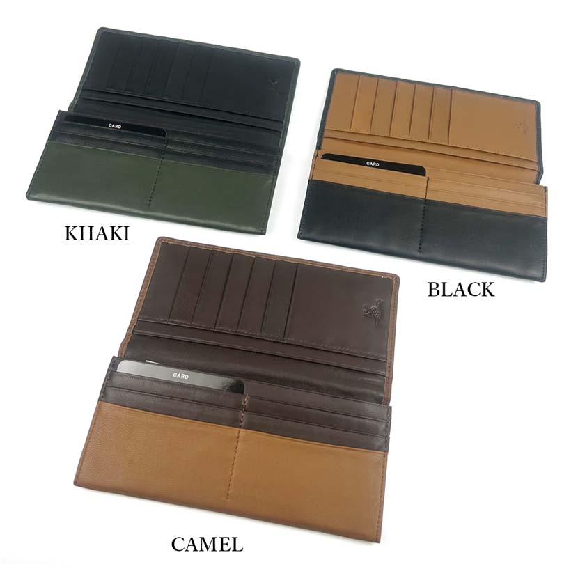 All 3 colors HIROKO KOSHINO Sheep leather gradation processing slim bi-fold long wallet