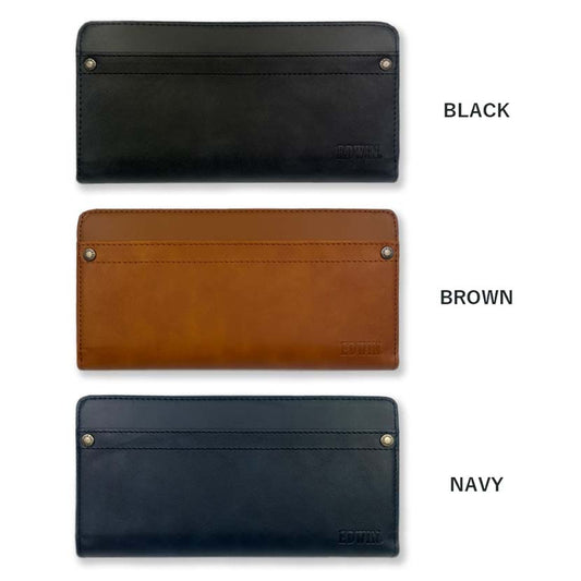 [All 3 colors] EDWIN Rivet Design Round Zipper Long Wallet Long Wallet