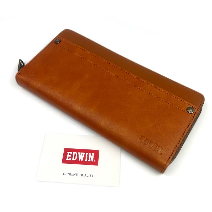 【全3色】 EDWIN エドウイン リベットデザイン ラウンドファスナー ロングウォレット 長財布