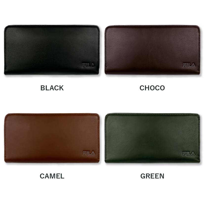 [Custom-made product from our store] 4 colors available FILA Real leather Round zipper Long wallet Long wallet Genuine leather