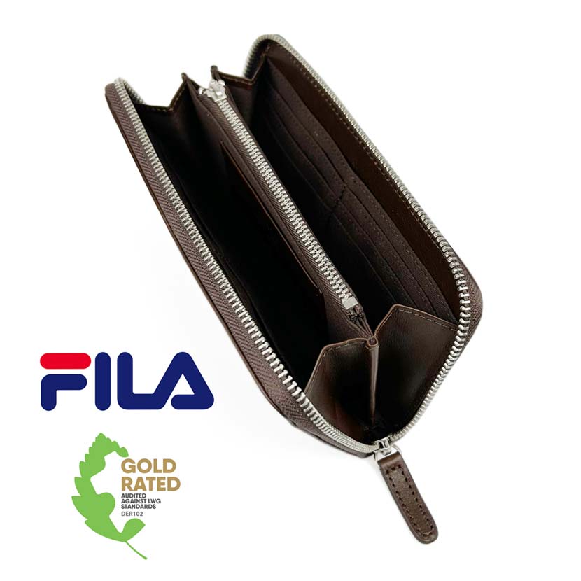 [Custom-made product from our store] 4 colors available FILA Real leather Round zipper Long wallet Long wallet Genuine leather