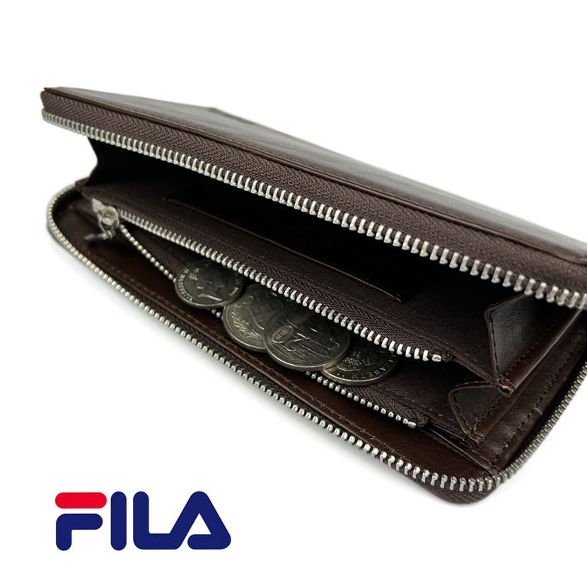 [Custom-made product from our store] 4 colors available FILA Real leather Round zipper Long wallet Long wallet Genuine leather