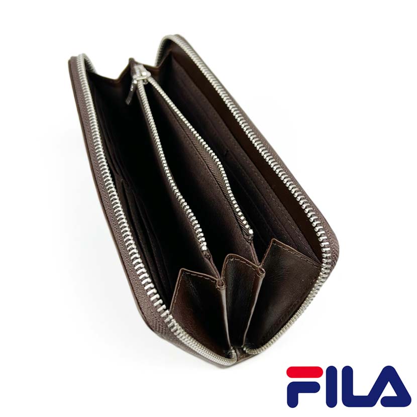 [Custom-made product from our store] 4 colors available FILA Real leather Round zipper Long wallet Long wallet Genuine leather