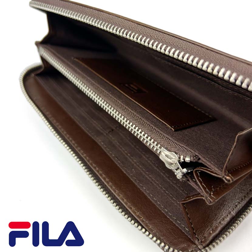 [Custom-made product from our store] 4 colors available FILA Real leather Round zipper Long wallet Long wallet Genuine leather