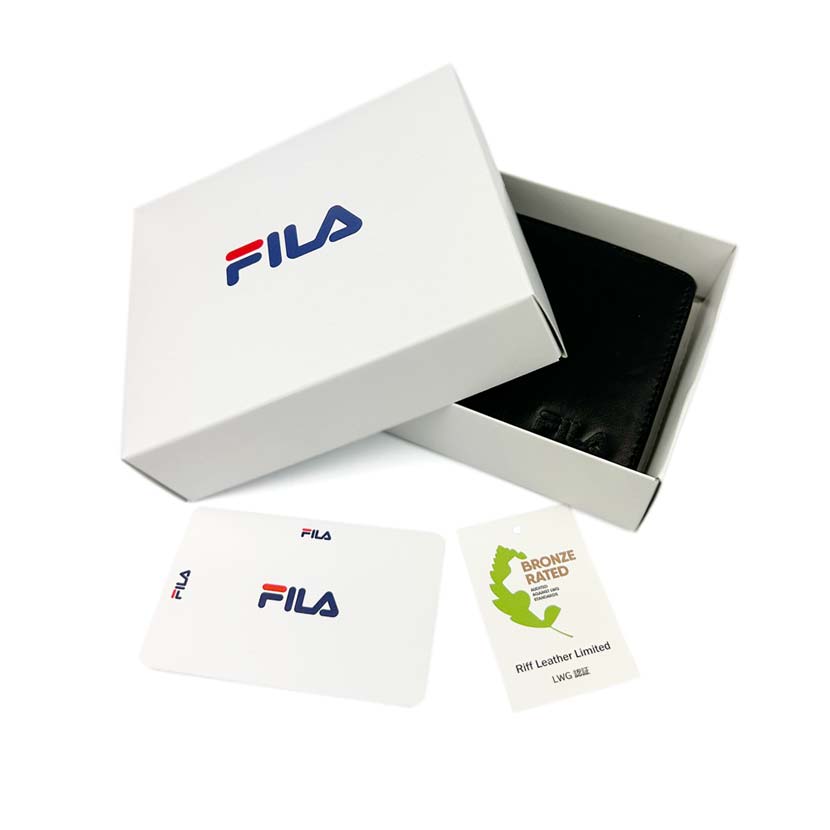 【当店別注商品】全4色 FILA（フィラ）リアルレザー 2つ折り財布  ウォレット 本革 床革