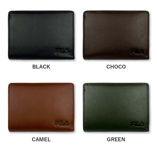 [Custom-made product from our store] All 4 colors FILA Real Leather Bifold Wallet Middle Wallet Genuine Leather Floor Leather