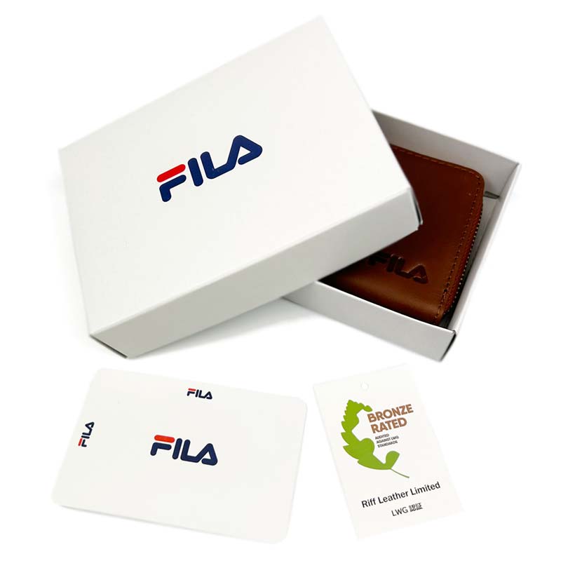 [Custom-ordered product from our store] All 4 colors FILA Real Leather L-shaped Zipper Coin Purse Coin Case Floor Leather Cowhide