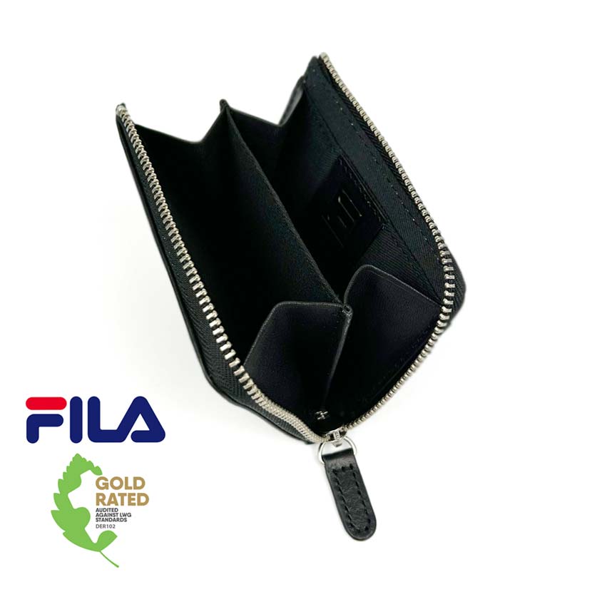 [Custom-ordered product from our store] All 4 colors FILA Real Leather L-shaped Zipper Coin Purse Coin Case Floor Leather Cowhide