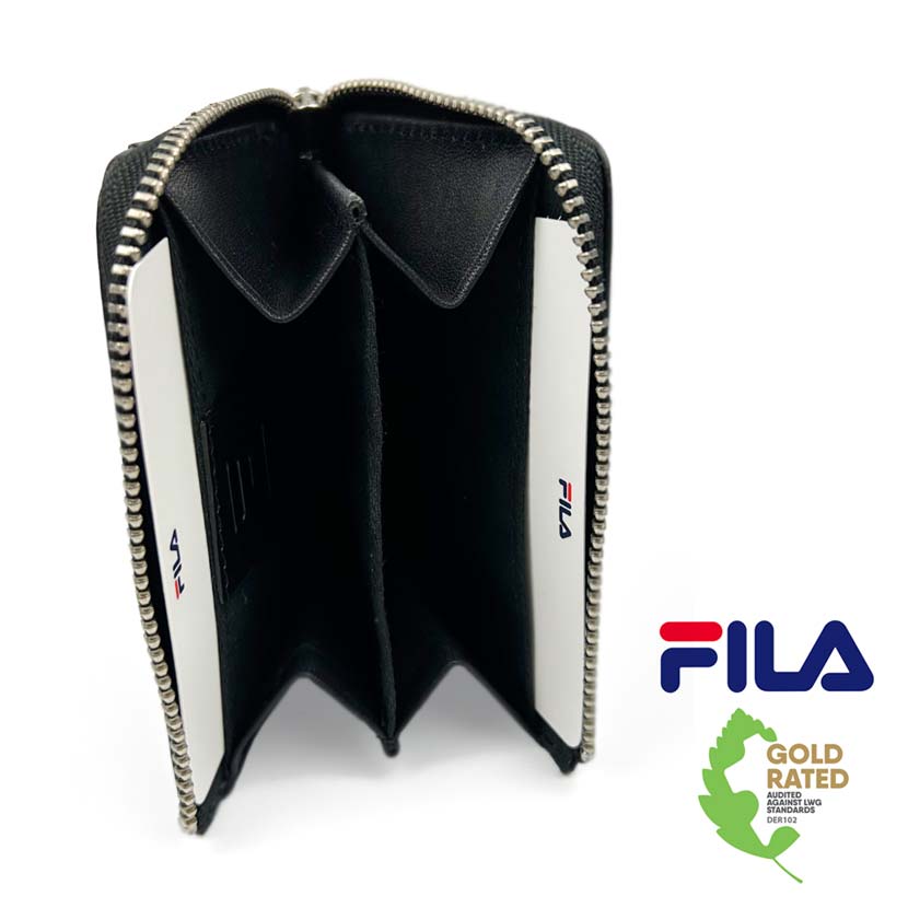 [Custom-ordered product from our store] All 4 colors FILA Real Leather L-shaped Zipper Coin Purse Coin Case Floor Leather Cowhide