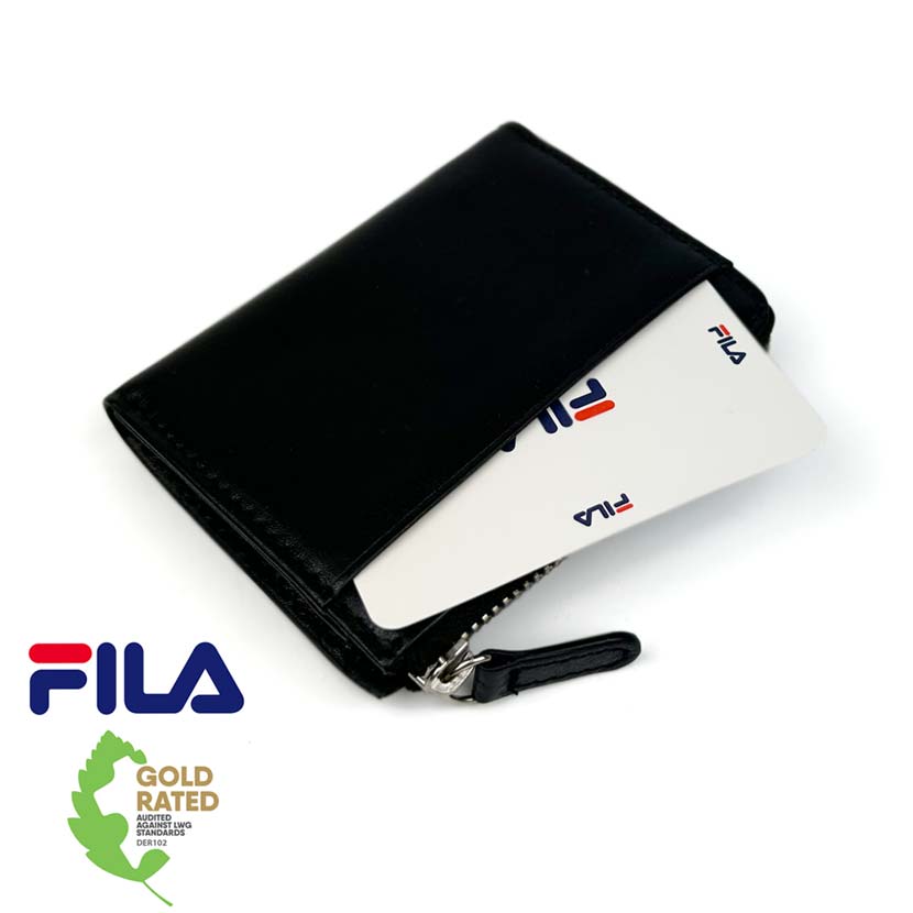 [Custom-ordered product from our store] All 4 colors FILA Real Leather L-shaped Zipper Coin Purse Coin Case Floor Leather Cowhide