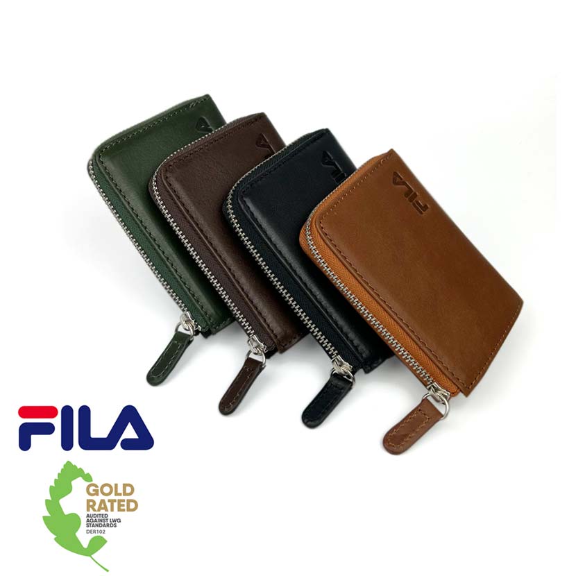 [Custom-ordered product from our store] All 4 colors FILA Real Leather L-shaped Zipper Coin Purse Coin Case Floor Leather Cowhide