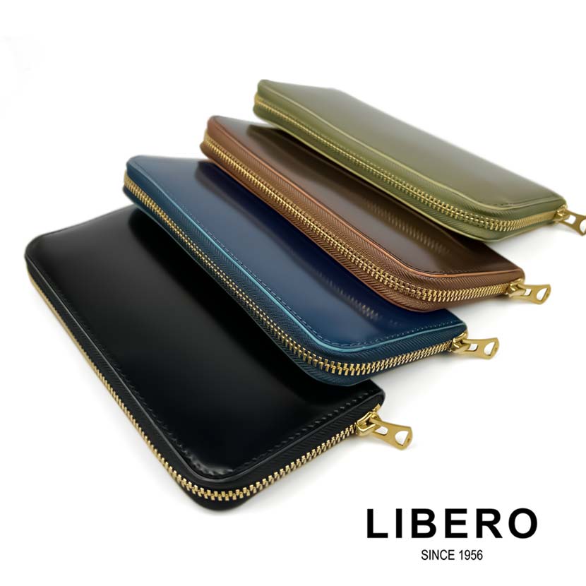 【全4色】LIBERO リベロ 日本製 新喜皮革×栃木レザー コードバン ラウンドファスナー長財布