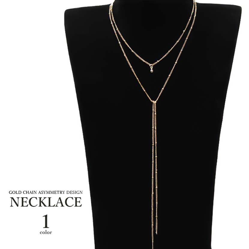 Gold 2 chain asymmetric design tight necklace choker ladies Korean accessory