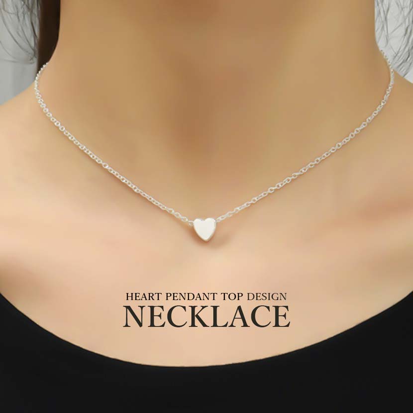 All 2 Colors Heart Pendant Top Design Tight Chain Necklace Choker Women's Korean Accessories