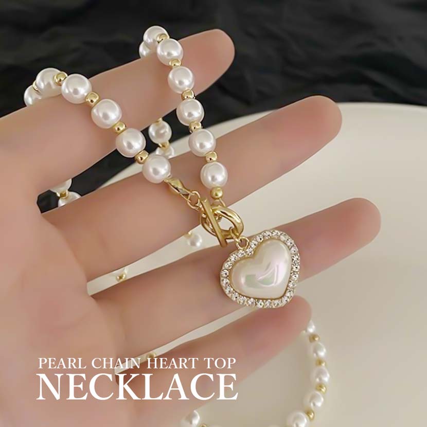 Pearl Chain Heart Top Necklace Heart-shaped Choker Women's Accessories Korean Accessories