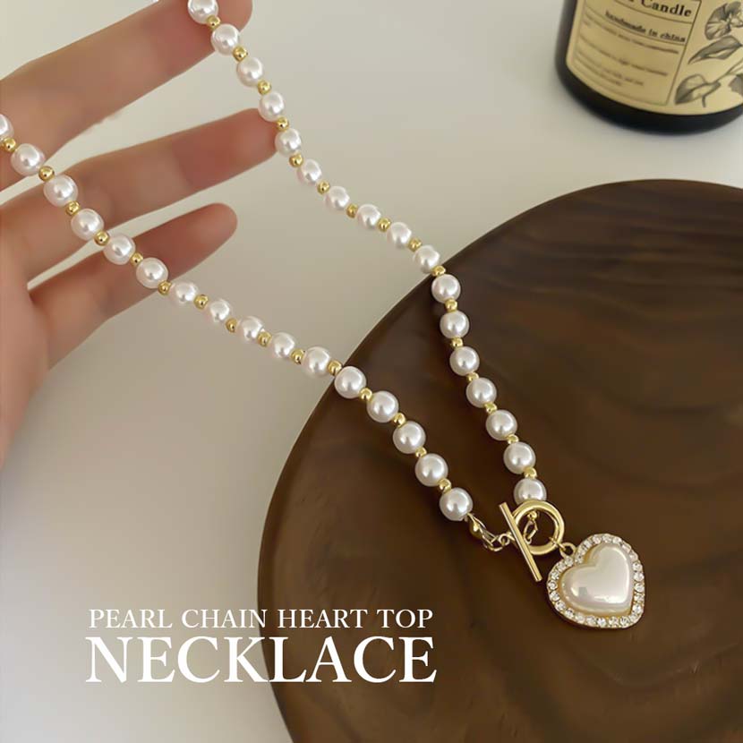 Pearl Chain Heart Top Necklace Heart-shaped Choker Women's Accessories Korean Accessories