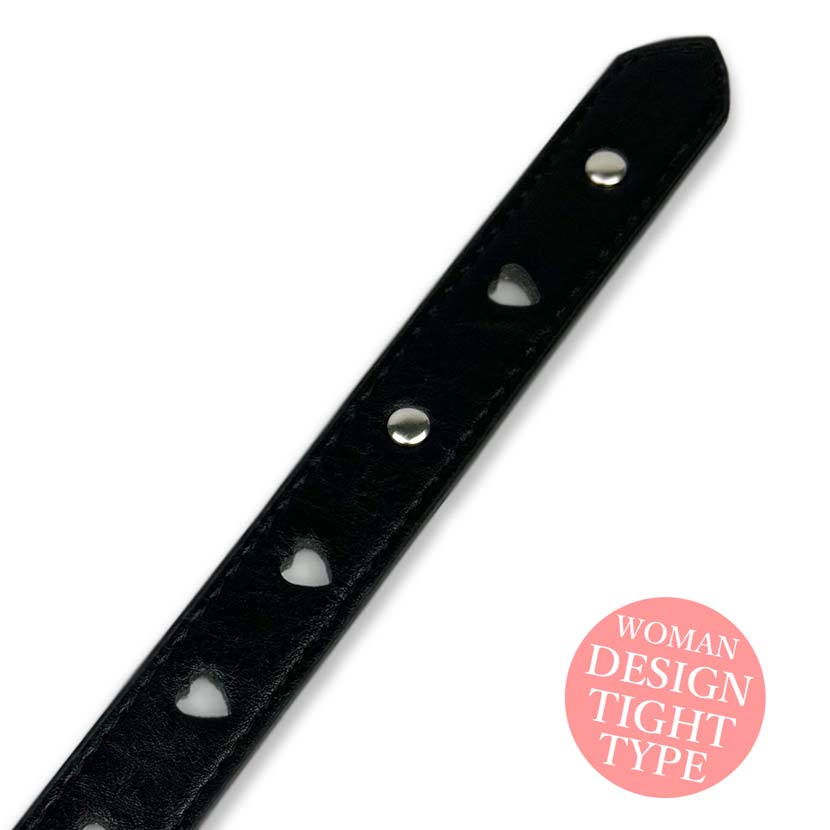 3 Colors Dot Studded Hole Heart Shape Tight Leather Belt Punching Width 1.8cm Slim Synthetic Leather Women's