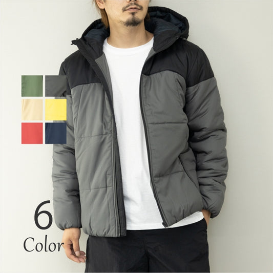 Fake Down Jacket Men's Padded Filling Duspo Bicolor Color Scheme Hoodie Padded Jacket