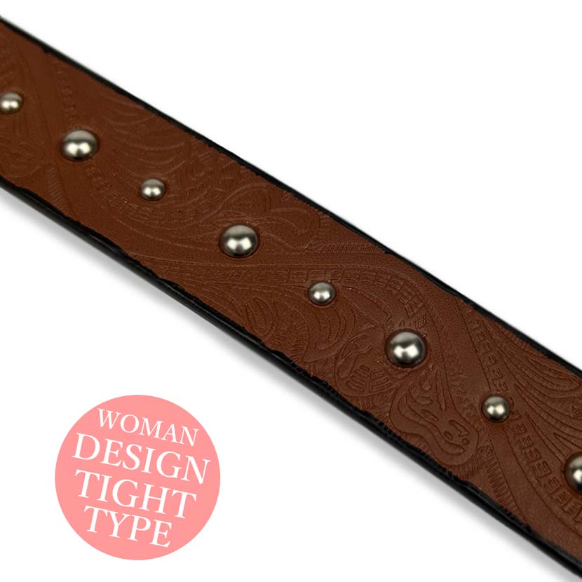 3 Colors Dot Studded Craft Embossed Tight Leather Belt Width 2.4cm Slim Synthetic Leather Women's