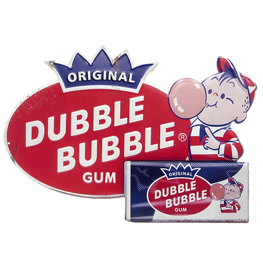 Die-cut embossed metal sign DUBBLE BUBBLE [Double Bubble Tin Sign]