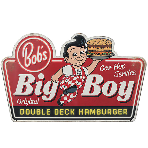 ダイカットエンボス メタルサイン BIG BOY DOUBLE DECK HAMBURGER【ビッグボーイ ブリキ看板】