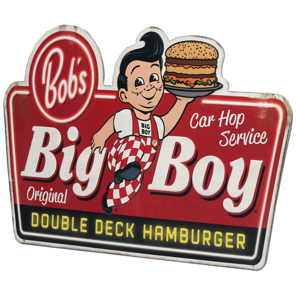 ダイカットエンボス メタルサイン BIG BOY DOUBLE DECK HAMBURGER【ビッグボーイ ブリキ看板】