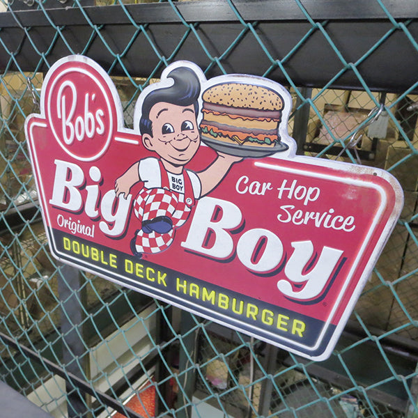 ダイカットエンボス メタルサイン BIG BOY DOUBLE DECK HAMBURGER【ビッグボーイ ブリキ看板】