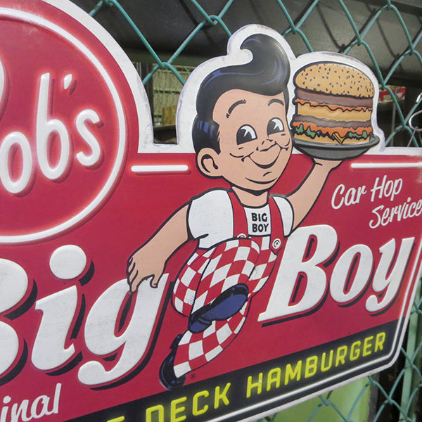 ダイカットエンボス メタルサイン BIG BOY DOUBLE DECK HAMBURGER【ビッグボーイ ブリキ看板】