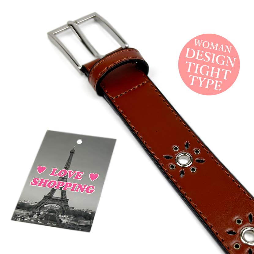 3 Colors Design Eyelet &amp; Punching Leather Belt Width 2.8cm Synthetic Leather Women's