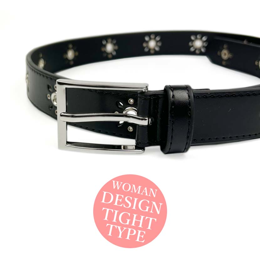 3 Colors Design Eyelet &amp; Punching Leather Belt Width 2.8cm Synthetic Leather Women's