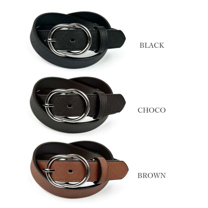 3 Colors Twist Buckle Saffiano Embossed Leather Belt Width 2.8cm Synthetic Leather Women's