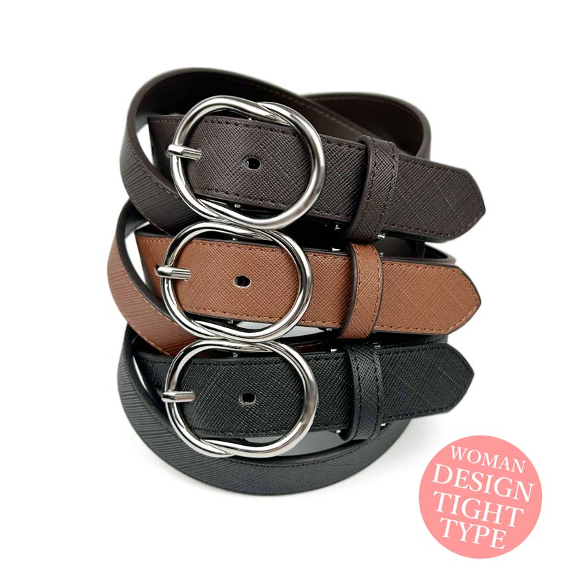 3 Colors Twist Buckle Saffiano Embossed Leather Belt Width 2.8cm Synthetic Leather Women's