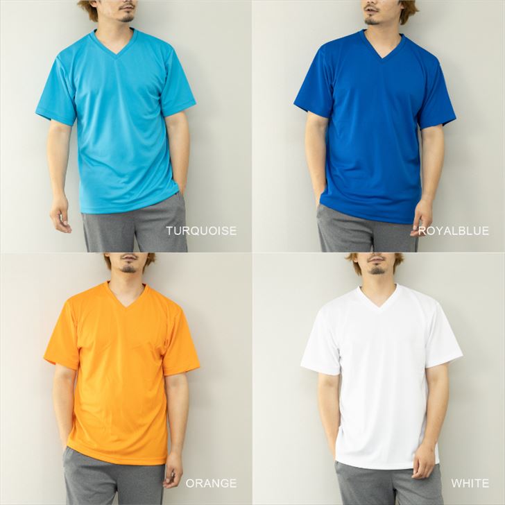 Tシャツ メンズ 半袖 Vネック ドライメッシュ 吸汗速乾 UPF20 UVカット スポーツウェア ゴルフ 部屋着