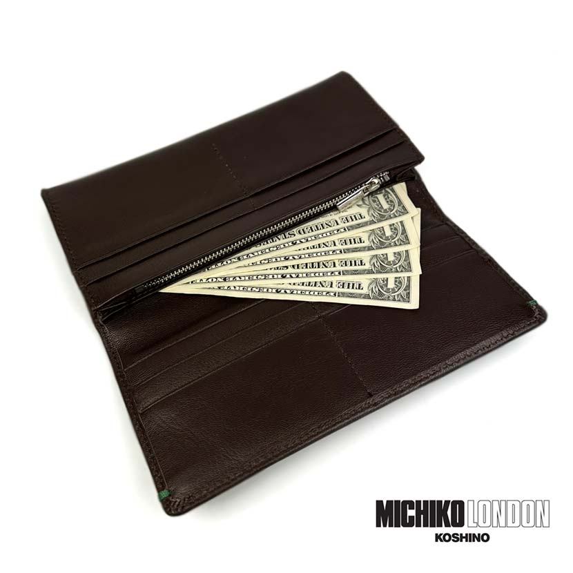 All 2 colors MICHIKO LONDON Goat leather Real leather Slim long wallet Long wallet