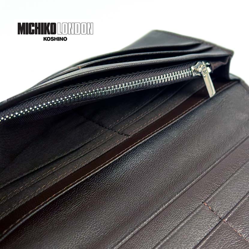 All 2 colors MICHIKO LONDON Goat leather Real leather Slim long wallet Long wallet