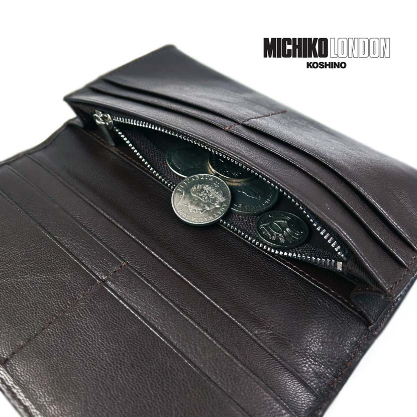 All 2 colors MICHIKO LONDON Goat leather Real leather Slim long wallet Long wallet