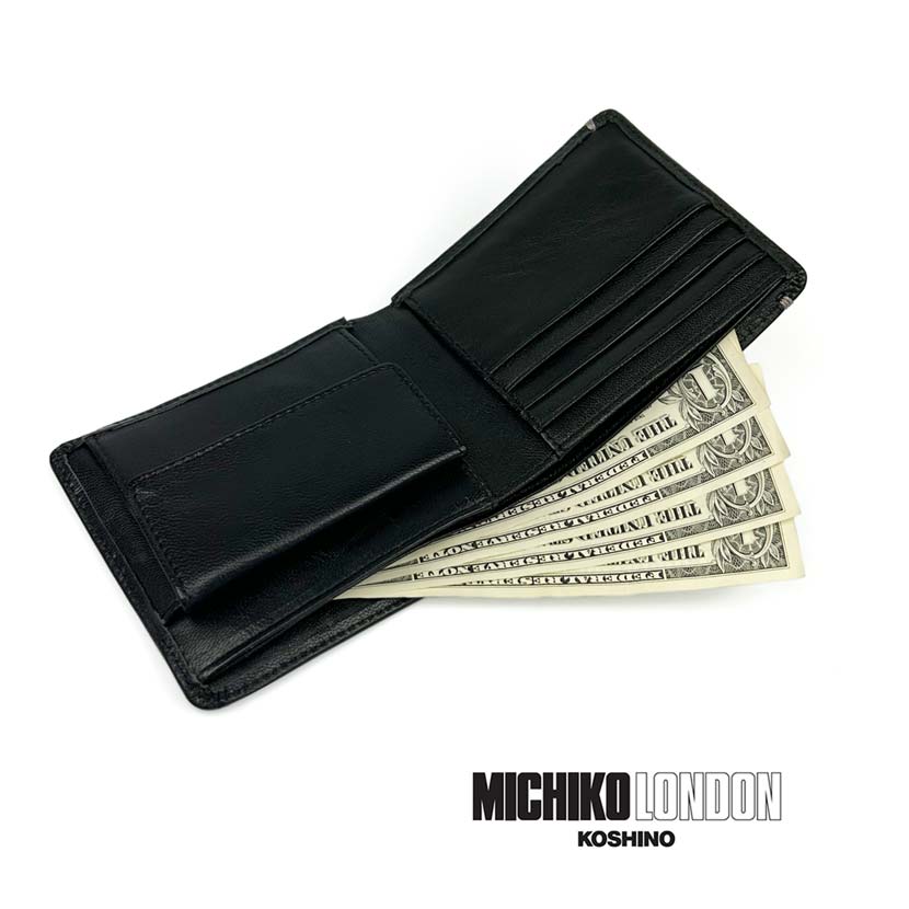 All 2 colors MICHIKO LONDON Goat leather Real leather Bifold wallet Short wallet