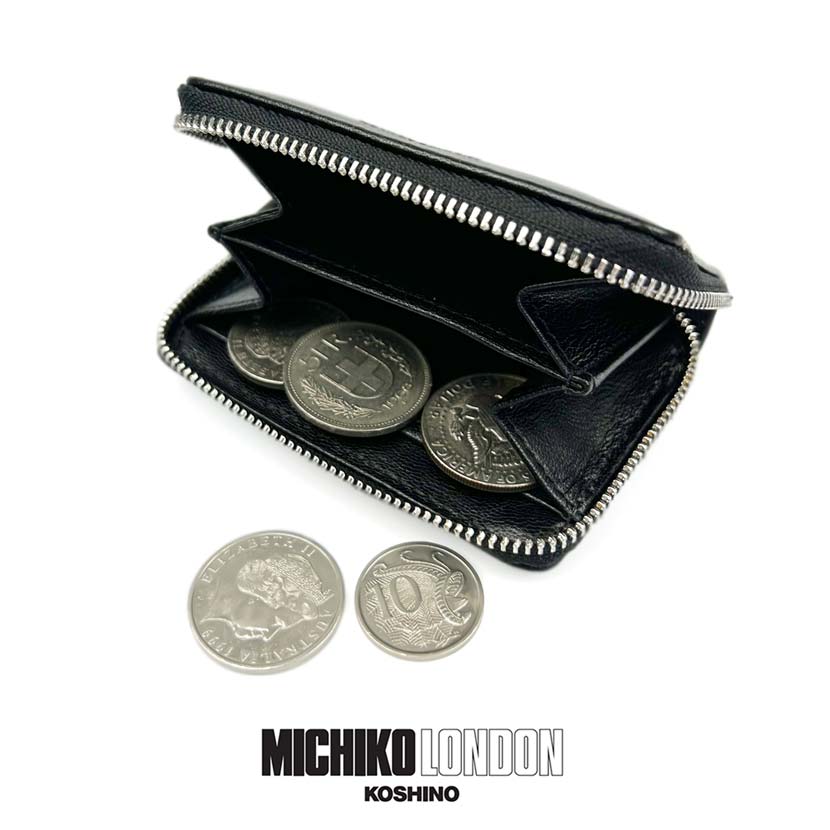 All 2 colors MICHIKO LONDON Goat leather Real leather round zipper coin purse coin case