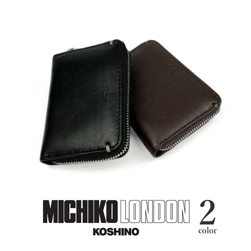 All 2 colors MICHIKO LONDON Goat leather Real leather round zipper coin purse coin case