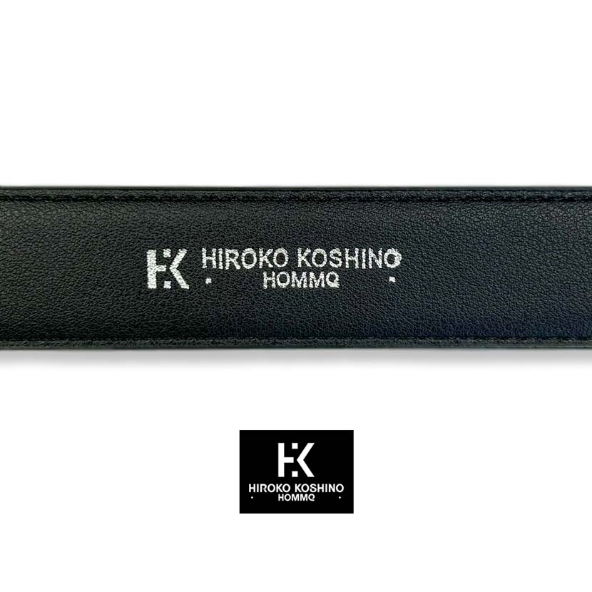 All 2 colors HIROKO KOSHINO Real leather Black titanium buckle belt Long size