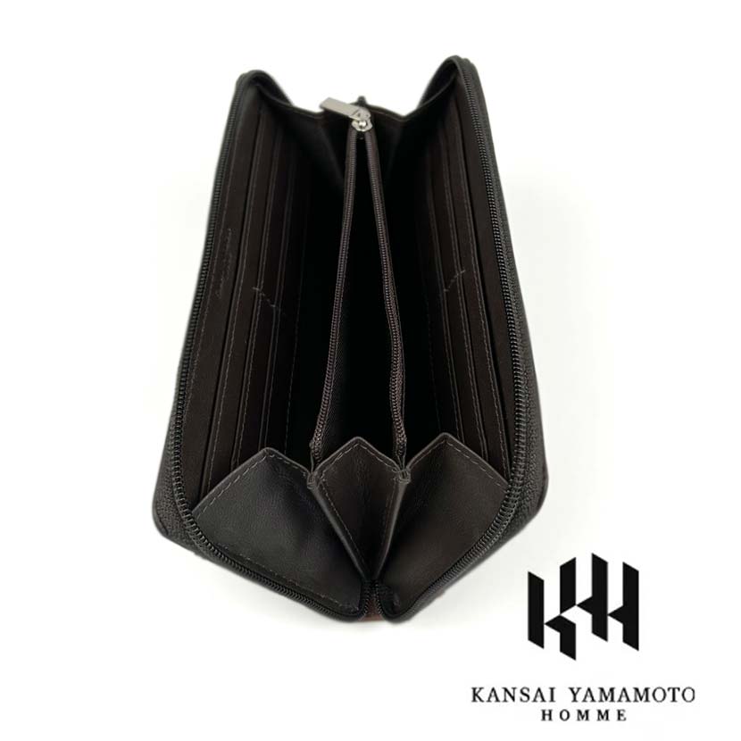 3色 KANSAI YAMAMOTO（ヤマモト カンサイ）リアルレザー バイカラー ラウンドファスナー 長財布 ウォレット