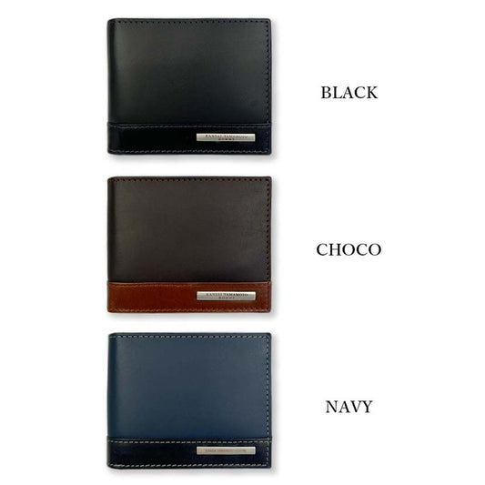 All 3 colors KANSAI YAMAMOTO (Yamamoto Kansai) Real leather Bi-color Bi-fold wallet with inner tongue