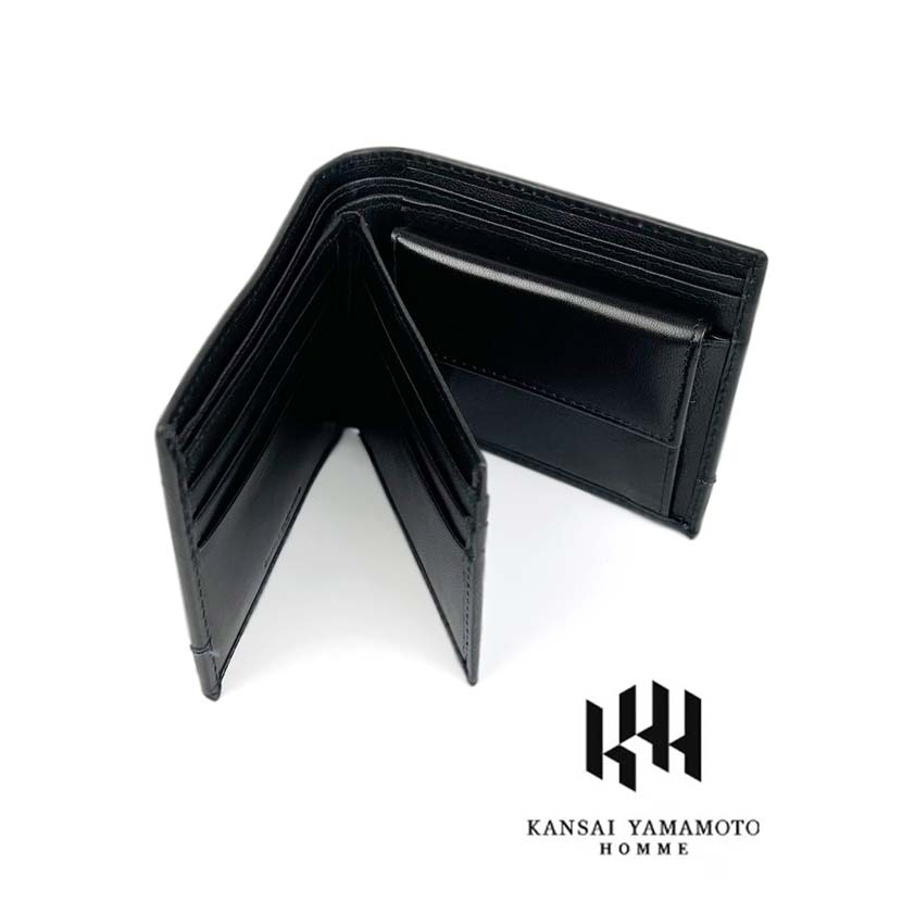 All 3 colors KANSAI YAMAMOTO (Yamamoto Kansai) Real leather Bi-color Bi-fold wallet with inner tongue