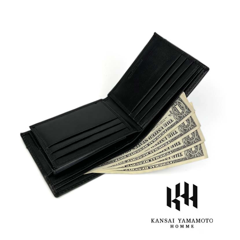 All 3 colors KANSAI YAMAMOTO (Yamamoto Kansai) Real leather Bi-color Bi-fold wallet with inner tongue