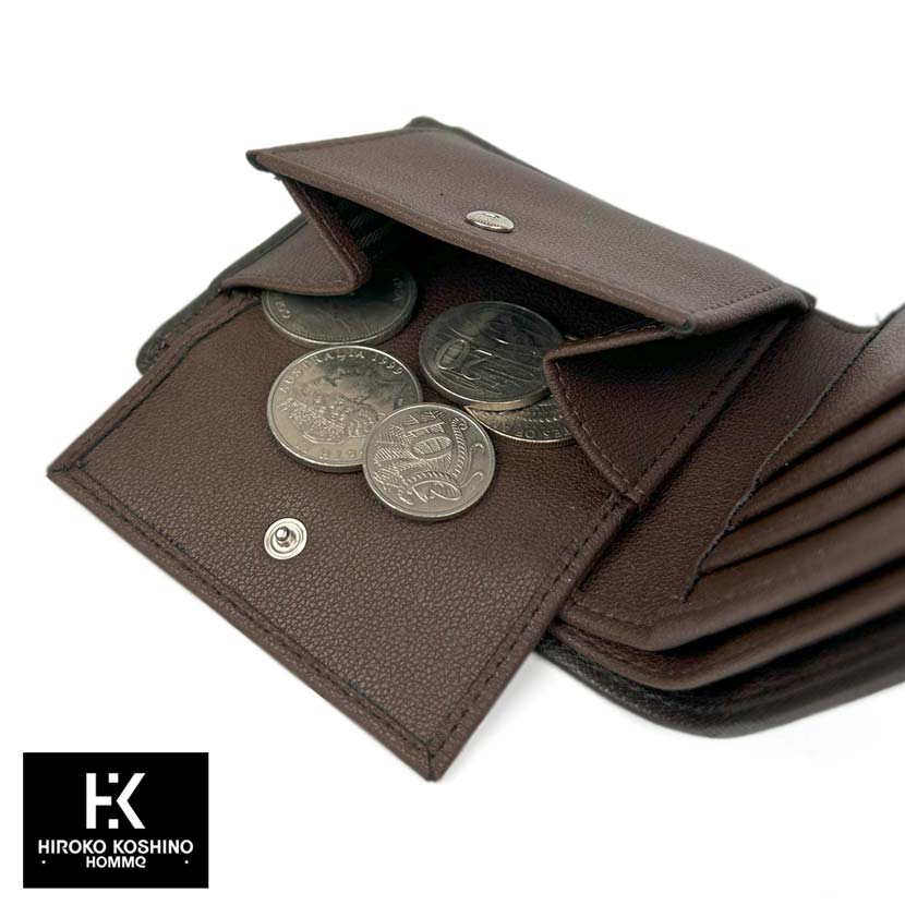 2 colors in total HIROKO KOSHINO Real leather Saffiano embossed bifold wallet short wallet